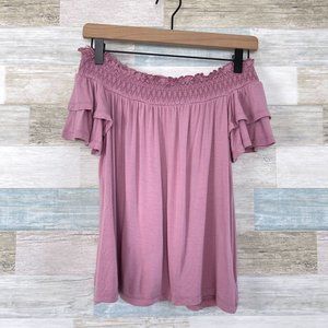American Eagle Outfitters Pink Off-Shoulder Blouse